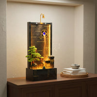 LED Water Feature Waterfall Feng Shui Design Rockery Landscape Waterfall Humidifying Unit Humidifier Floor Standing Water Feature for Business Owners