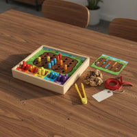 Hand-Eye Coordination Wooden Caterpillar Sorting Game Child-Centered Inspired Color Matching Board Toy Bug Catching Brain Teaser Game for Toddlers, Preschoolers, Home, Preschool