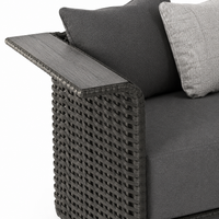 PE Rattan Garden Sofa, With Cushion, 85cm Width, Outdoor, Garden Furniture Set, Dark Green