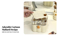 Rotating Layers Duck-Shaped Organizer Multi-Tier Storage Jewelry Box Compartmentalized Trays Reachory Holder Cute Character Design for Women, Teenagers, Bridesmaids, Dressing Table, Dresser Top, Dorm Room, Daily Use