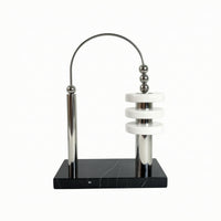 Metal Sculpture with Marble Base Geometric Tabletop Ornament Centerpiece Modern Statue Abstract for Living Room, Office