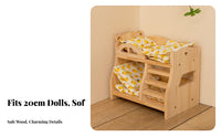 Pretend Play 20cm Doll Bed Promotes Role-Playing Doll Bunk Bed Polished Edges for Girls, Toddlers 3+, Dollhouse, Playroom