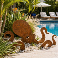 Garden Stake Sculpture Nautical Cephalopod Sculpture Rustic Giant Squid Garden Statue for Homeowners