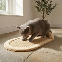 Cat Scratcher Sofa Bed Woven Beige Cat Scratcher Bed Soft Textured Pet Resting Station for Home