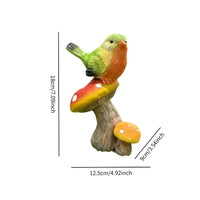 Bird on mushrooms Statue resin mushrooms Bird Figurine Animal Sculpture Decoration for Outdoor, Balcony, Potted Plants