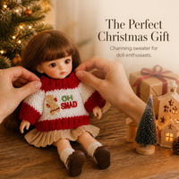 1/12 BJD Doll Christmas Embroidered Sweater Hat Set Plush Doll Pendant Accessory