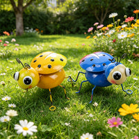 2 Pieces Ladybug Garden Decor Cute Metal Ladybug Whimsical Yard Art for Gardeners, Flower Beds, Patio