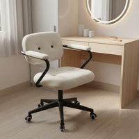 Stylish Design Ergonomic Computer Chair Skin-Friendly Textile Upholstered Rolling Desk Chair Quiet Wheels Home Furniture Easy Assembly for Students, Women, Dorm Room, Bedroom