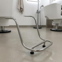 Steel Footrest Bracket Curved Barber Chair Footrest Replacement Foot Rest Chrome Finish Salon Hardware Rubber Feet