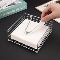 Tissue Paper and Napkin Holder for Dining Table Decor, Stainless Steel Serviette Holder in Modern Minimalist Style, Square Napkin Dispenser