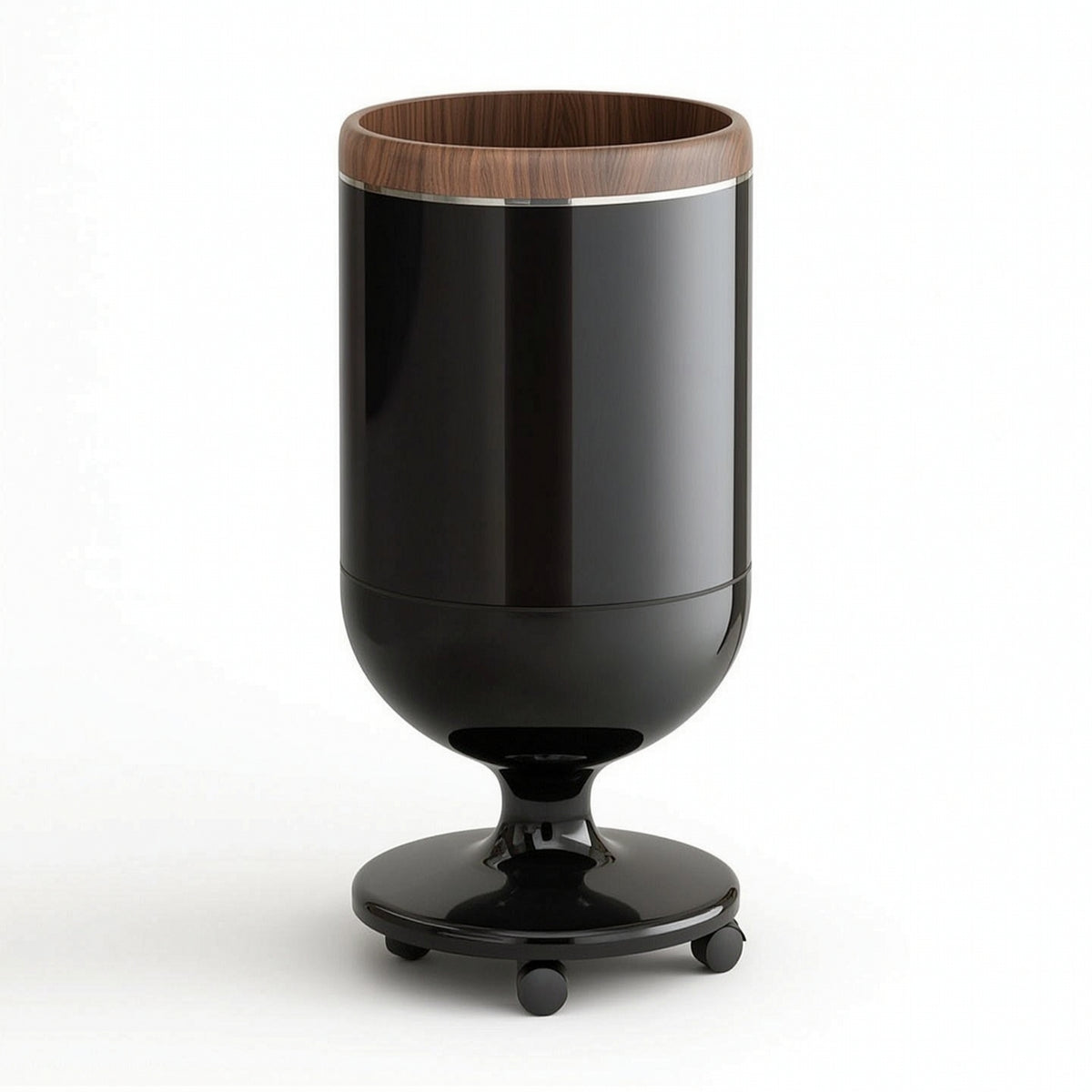 Pedestal-Base Trash Can with Wood Rim Floor-Standing Open-Top Trash Can Modern Wastebasket Minimalist for Office
