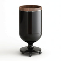 Pedestal-Base Trash Can with Wood Rim Floor-Standing Open-Top Trash Can Modern Wastebasket Minimalist for Office