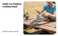 Compact Stainless Steel Cooking Stand Easy Setup Folding Campfire Grill Lightweight for Campers, Backpackers, Picnic