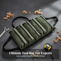 Waterproof Roll-up Tool Bag Long-Lasting Roll up Tool Bag 600D Oxford Material for Repair Technicians, Handymen, Workshop, Garage