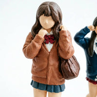 4 Pieces Schoolgirl Figurine Hand-Painted Miniature Figure with Handbag 3D Printed for Collectors