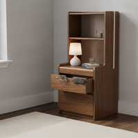 Solid Wood Narrow Bedside Table with Drawers for Small Spaces