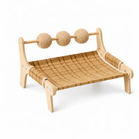 Rattan Lounger Cat Bed with Mat, Indoor Use, Breathable, for All Seasons