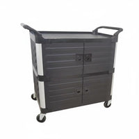 High Load Capacity 3-Tier Plastic Utility Cart Multi-Functional Restaurant Busing Cart Easy to Clean Food Service Trolley Long-Lasting Build for Hotel Team, Professionals, Kitchen, Cafeteria, Catering Events