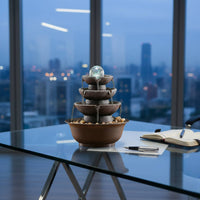 Decorative Ball Top Tabletop Water Fountain Easy to Use Tabletop Fountain Soothing Sound Table Ornament Stone Look for Shop Opening, Entryway, Office