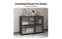 Dust-Proof Organizer Shelf with Doors Large Capacity Multi-Layer Display Cabinet Multifunctional for Renters, Bedroom, Living Room, Entryway