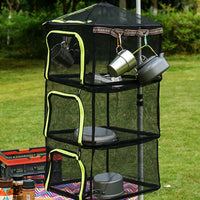 Portable 4 Layer Drying Net Space Saving 4 Tier Mesh Drying Rack Large Capacity Foldable Mesh Basket Rack Sturdy Support for Fishing, Travel