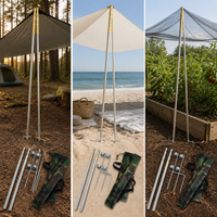 Adjustable Telescopic Tent Pole Set with Ground Insert for Awning and Canopy Support