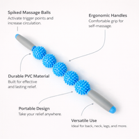 Spiked Massage Roller for Muscle Recovery, Leg for Runners Post Workout, Five Ball PVC Fascia Handheld Deep Tissue for Fitness