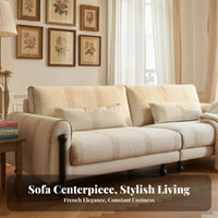 3-Seater Straight Sofa Removable and cleanable Cover Couch French Vintage design Household Furniture for Families, Living Room, Lounge Area, Home Decor