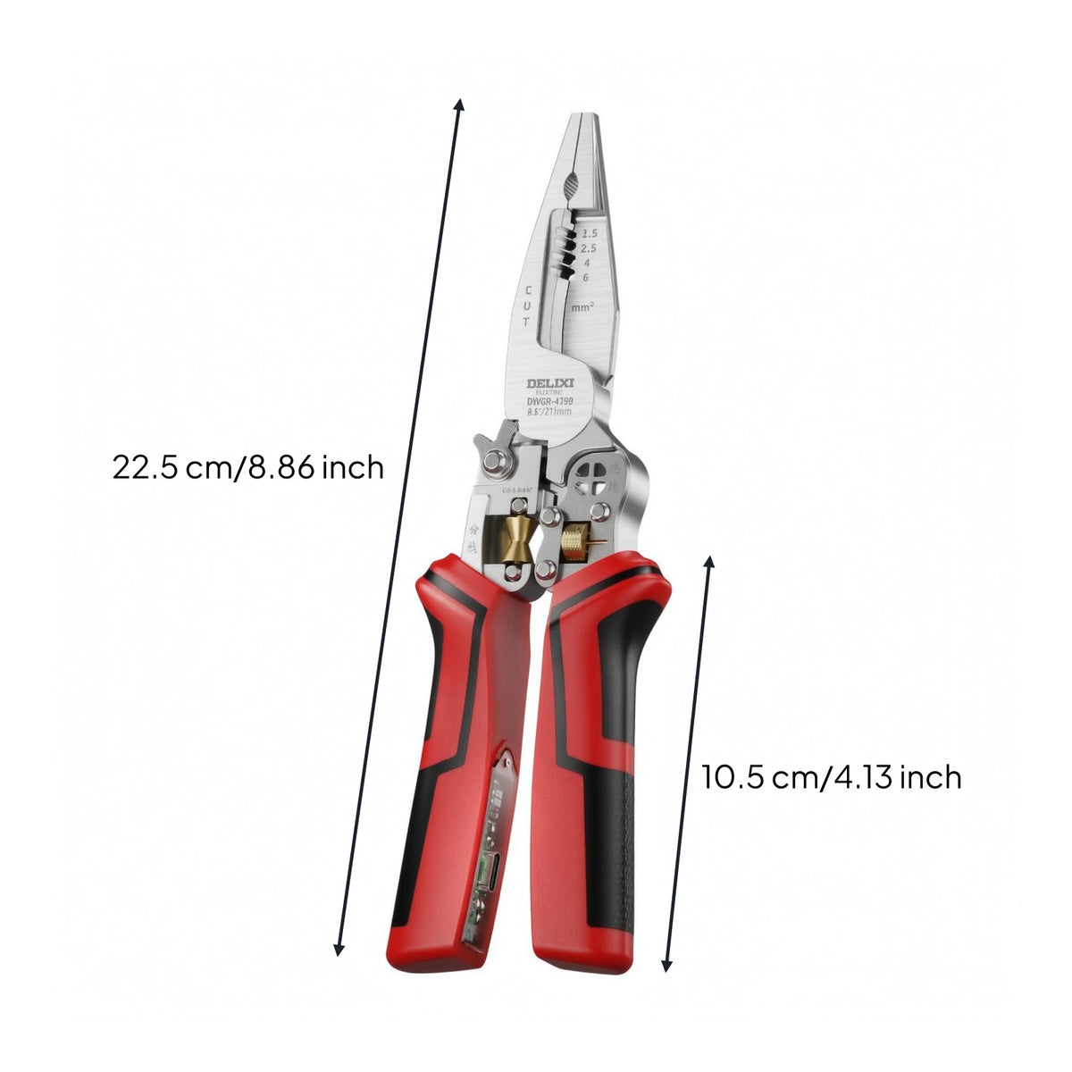 Insulated Handles Wire Stripper with Voltage Tester Slim Pointed Jaw Wire Stripper Pliers Crimping Electrician Pliers Forged for Electricians
