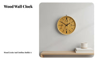 12 Inch Wood Grain Clock Silent Non-Ticking Clock great Gift for teacher, Bedroom, Playroom, Classroom