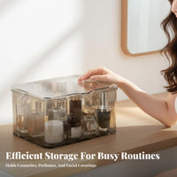 Clear Lidded Organizer Large Capacity Clear Cosmetic Case Stackable Design