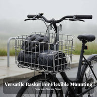 Waterproof Foldable Bike Basket Space Saving Folding Wire Bike Basket Large Capacity for Commuters, Cyclists, Shopping, Commuting, Cycling
