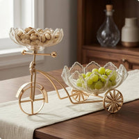 Pedal-Powered Fruit Tray Tricycle Fruit Bowl Tabletop Home Decor for Dining Table, Cabinet