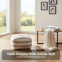 Removable and cleanable Cover Woven Round Footstool Multi-Functional Floor pad Comfortable Seating Pouf Ottoman adaptable Use for Apartment Dwellers, Students, Parents, Living Room, Balcony, Small Spaces, study corner