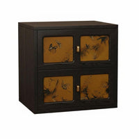Vintage Design Printed 2-Drawer Nightstand Oriental Pattern 2-Drawer Cabinet with Butterfly Print Multi-Purpose Bedside Table Sturdy Frame for Apartment Dwellers, Homeowners, Students, Small Areas, Guest Room, Entryway
