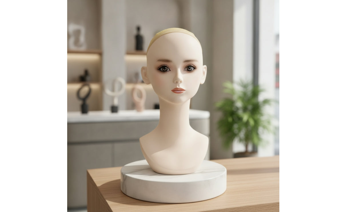 Realistic Mannequin Head Bust Professional Mannequin Head with Shoulders Smooth Long-Lasting for Cosplayers