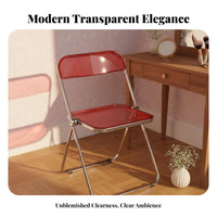 Foldable Clear Folding Chair Transparent Design Lightweight Vanity Seat Space-Saving Portable Furniture adaptable for Homeowners, Students, Small areas, Bedroom, Dining Room, Events