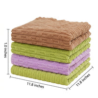 Wood Fiber Cleaning Cloths, Oil Resistant Cloths and Tea Towels for Kitchen, 3 Pack Striped Low-Shed 30x30cm Mixed Colors for Dishes and Cookware
