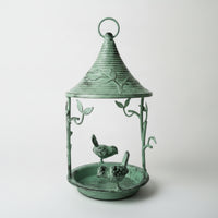 Distressed Bird Feeder with Hanging Chain Weathered Iron Bird Feeder Vintage Weather-Resistant for Gardeners
