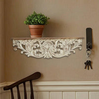 Wall Shelf with Scrollwork Ornate Carved Wall Shelf Vintage for Living Room, Entryway, Hallway