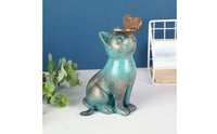 Cat Statue with Butterfly Distressed Cat Figurine with Butterfly Artistic Pet Memorial Statue for Gardeners, Garden, Patio