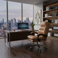 Luxury Design Leather Executive Chair Comfortable High Back Executive Chair Thickly Padded Cushion Adjustable Support for Executives, Conference Room