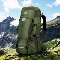 Large Rucksack 56-75L, Water-Resistant Hiking Backpack with Rain Cover, Nylon Rucksack for Hillwalking Scotland & Day Trips UK