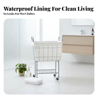 Rolling Laundry Basket Large Capacity Laundry Hamper on Wheels Removable Liner Metal Clothes Hamper with Wheels for Washroom, Bedroom, Dorm Room