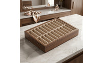 Bracelet Display Tray Walnut-Finish Bracelet Holder Padded for Dressing Table
