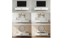 TV Stand with Marble Top Minimalist TV Cabinet with Drawers Modern Low TV Stand with Marble Top for Living Room, Apartment