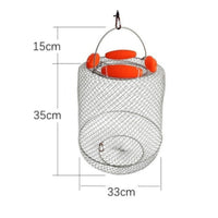 Portable Foldable Catch Keep Net Mesh Design Collapsible Catch Basket Floatable Floating Fishing Net Basket Large Capacity for Anglers