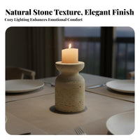 Minimalist Design Marble Candle Stand Luxury Feel Marble Candlestick Stable Heavy Base for Homeowners, Adults, Mantlepiece, Bedroom, Wedding