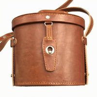 Adjustable Shoulder Strap cylindricalStyle Binocular Case Metal Loop Clasp Leather Binocular Case Stitched Seams Optical Accessory