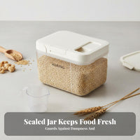 Rice Storage Container Humidity-Resistant Airtight Grain Dispenser Quick-Touch Open Sealed Flour Bin for Kitchen Countertop